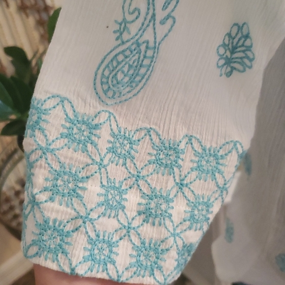 Trina Turk Embroidered Turquoise Cover Up - Picture 6 of 10